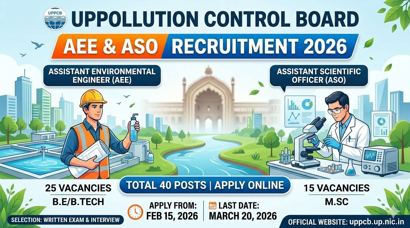 UPPCB AEE & ASO Recruitment 2026: Apply Online for 40 Posts