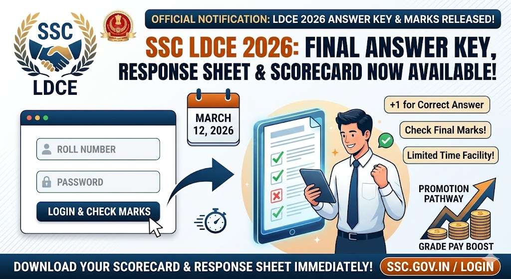 SSC LDCE Final Answer Key 2026 Out: Download Marks & Response Sheet