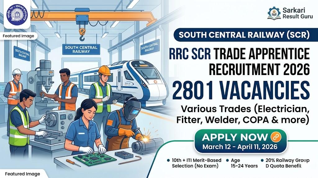RRC SCR Apprentice Recruitment 2026: Apply Online for 2801 Posts