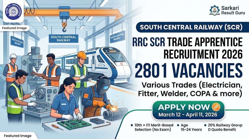 RRC SCR Apprentice Recruitment 2026: Apply Online for 2801 Posts