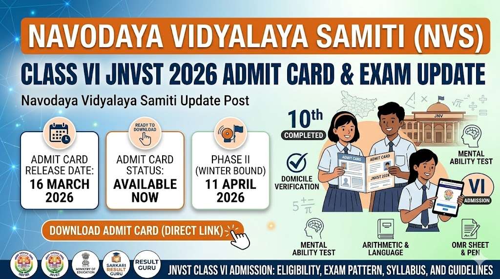 NVS Class 6 Admit Card 2026: Download Winter Bound Hall Ticket Now