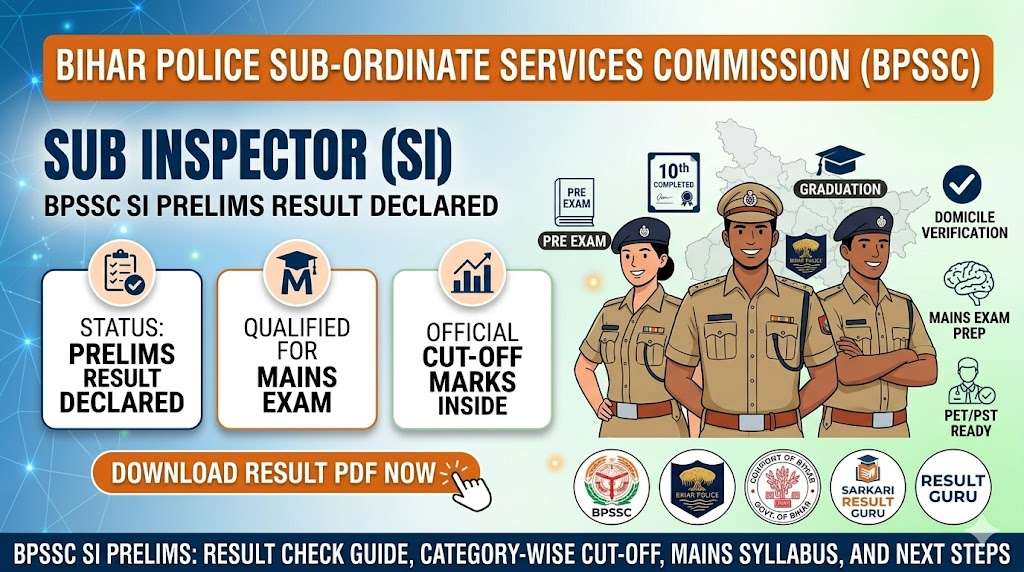 BPSSC SI Result 2025: Bihar Police Sub Inspector Pre Result Out