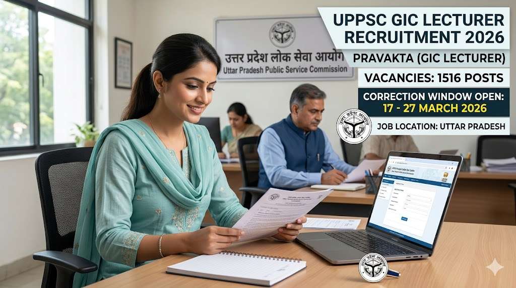 UPPSC GIC Lecturer Recruitment 2026: Edit Form & 1516 Vacancy