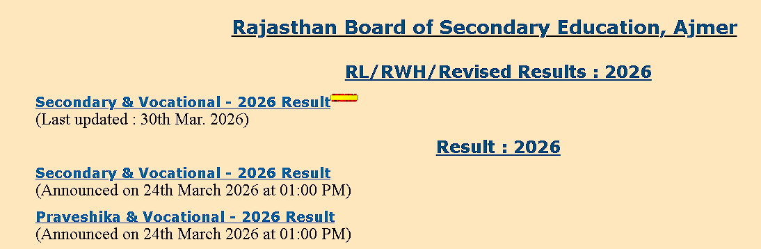 RBSE Class 12th Result 2026: Rajasthan Board 12th Result Declared