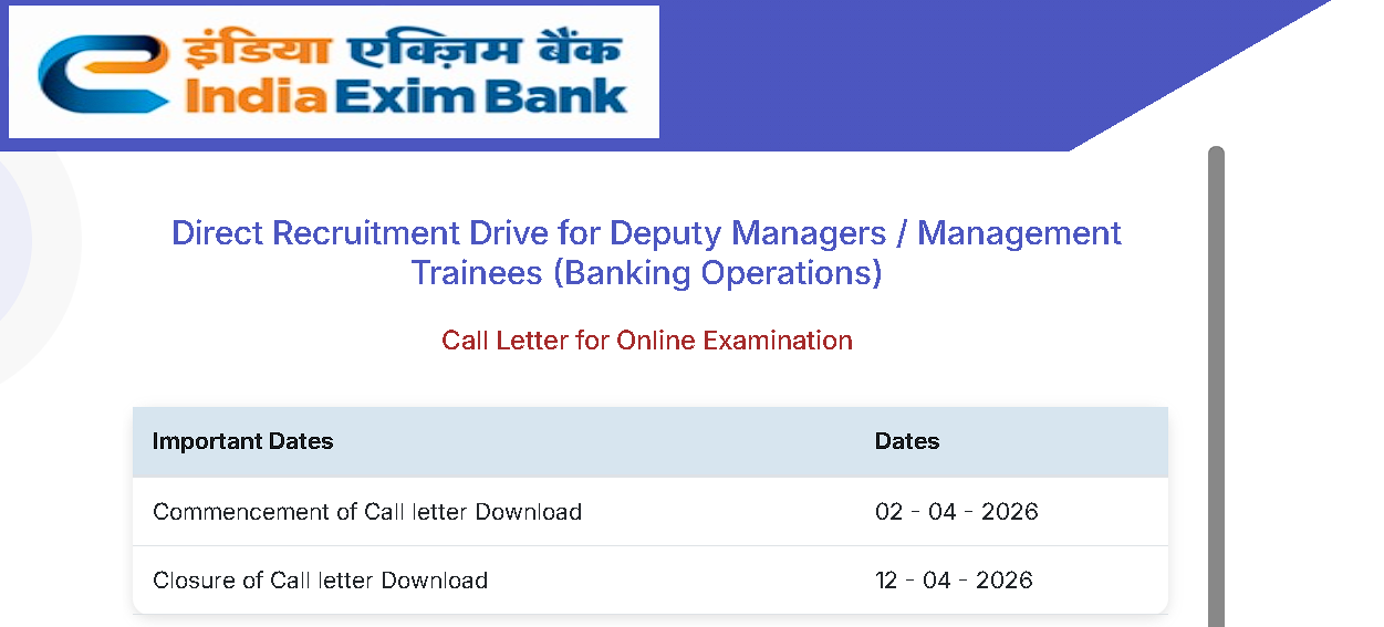India Exim Bank Management Trainee Admit Card 2026: Download Link & Exam Day Tips