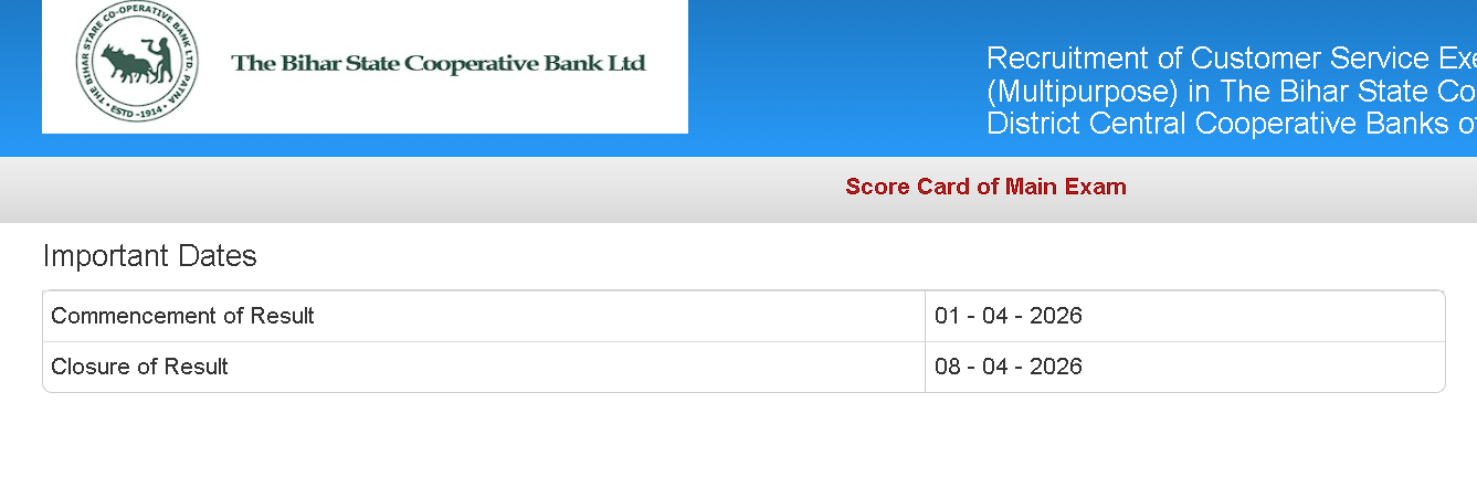 Bihar State Cooperative Bank Assistant Result 2026: Direct Link to Check Score