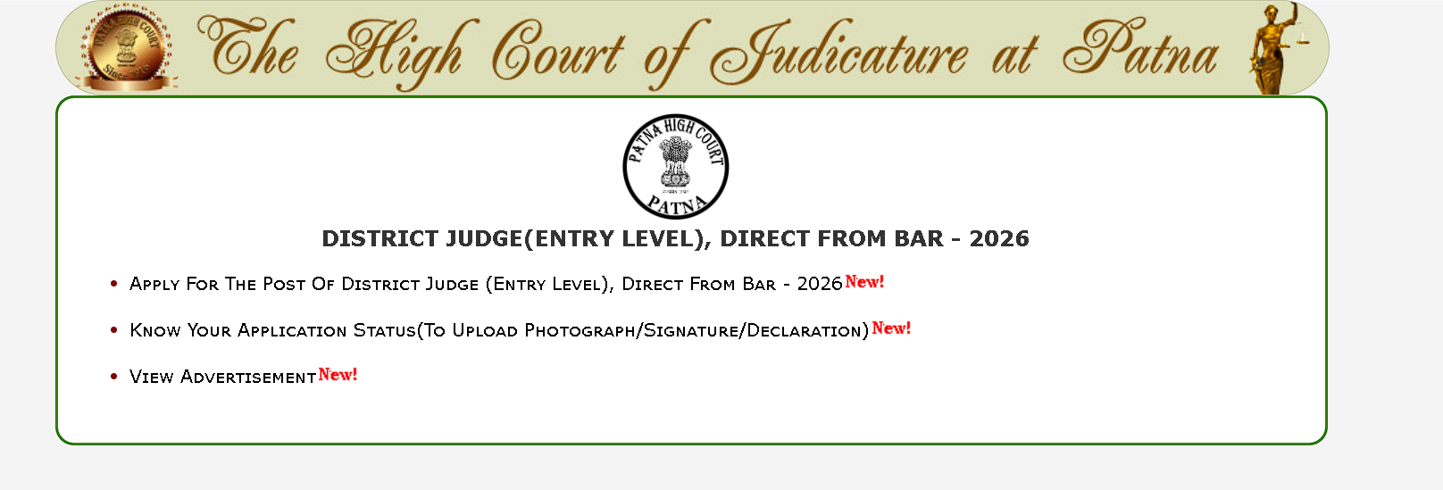 Apply Now Patna High Court District Judge Recruitment 2026 Form
