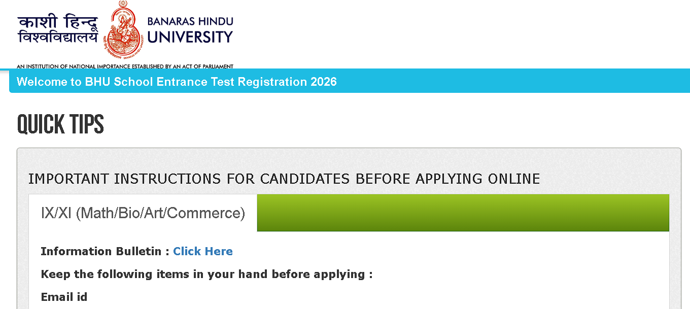BHU SET CHS Admit Card 2026 Download Link and Exam Schedule